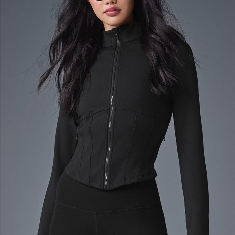 Black Alo Corset Zip-Up Jacket